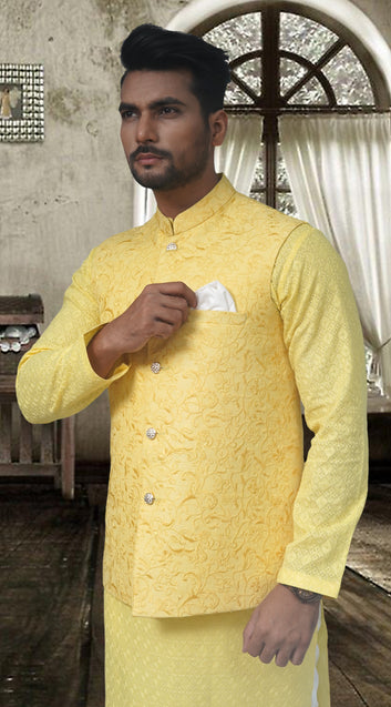 Embroidered Yellow Waist Coat