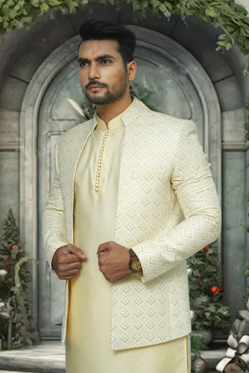 Pearl White Open Prince Coat