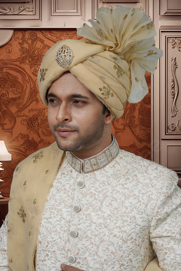 Pearl White Embroidered Sherwani