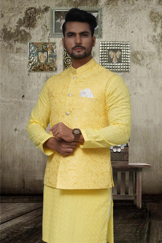 Embroidered Yellow Waist Coat